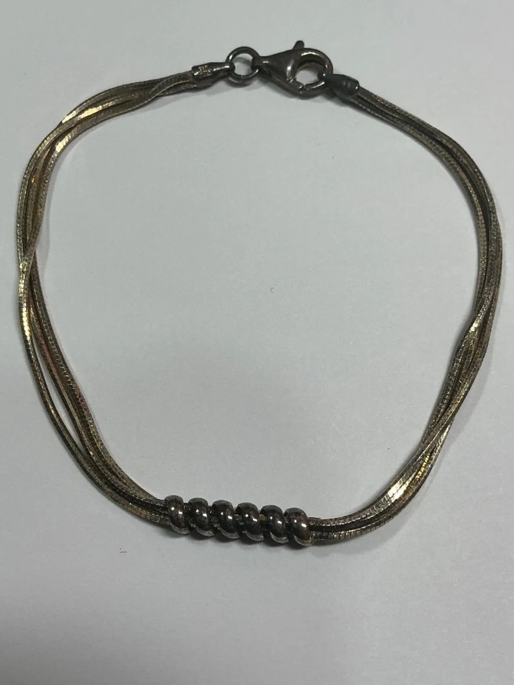 Sterling Silver Italian Triple Strand Bracelet. 7.5 inches long
